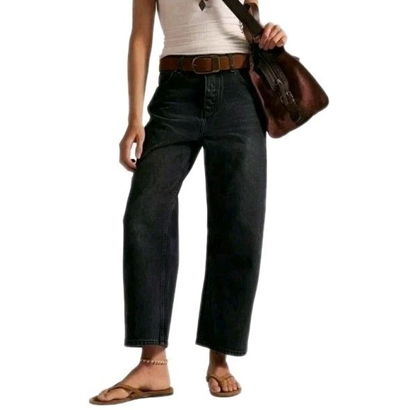 Free People Jeans Deep Trance Dropped Relaxed Fit Boyfriend Jeans Size 28 Black